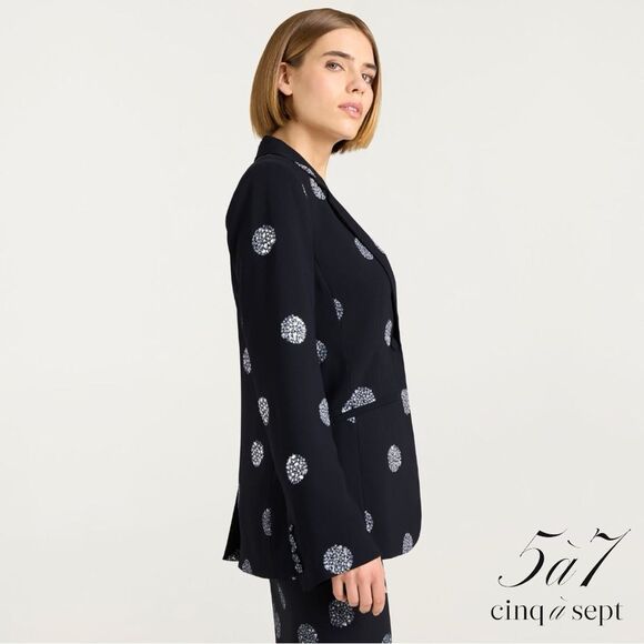 Cinq à Sept **NWT** Crystal Dot 'Karlie' Blazer in Black with Silver Rhinestones - Picture 10 of 16